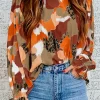 Discount Dear-Lover Abstract Printed Long Sleeve Blouse Multicolor-4