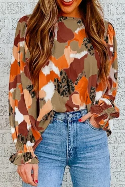 Discount Dear-Lover Abstract Printed Long Sleeve Blouse Multicolor-4