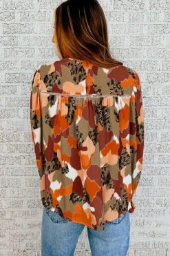Discount Dear-Lover Abstract Printed Long Sleeve Blouse Multicolor-4