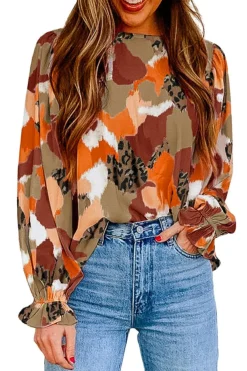 Discount Dear-Lover Abstract Printed Long Sleeve Blouse Multicolor-4