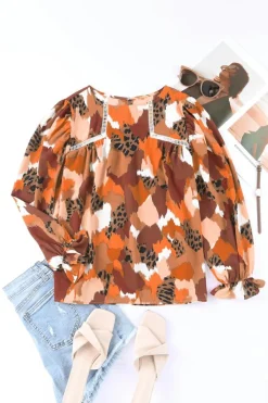 Discount Dear-Lover Abstract Printed Long Sleeve Blouse Multicolor-4