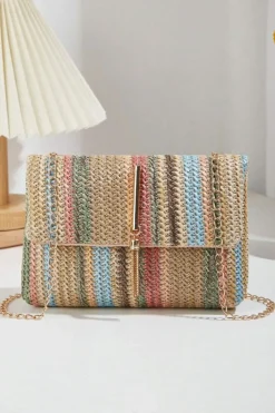 New Dear-Lover Bohemian Woven Gold Chain Shoulder Bag Apricot