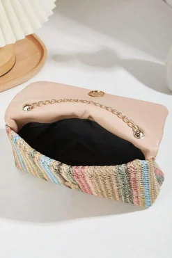 New Dear-Lover Bohemian Woven Gold Chain Shoulder Bag Apricot