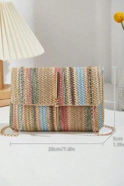 New Dear-Lover Bohemian Woven Gold Chain Shoulder Bag Apricot