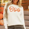 Best Dear-Lover Boo Knitted Pattern Ribbed Edge Drop Shoulder Sweater Apricot