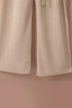 New Dear-Lover Bracelet Sleeve Waist Tie Wide Leg Jumpsuit Apricot