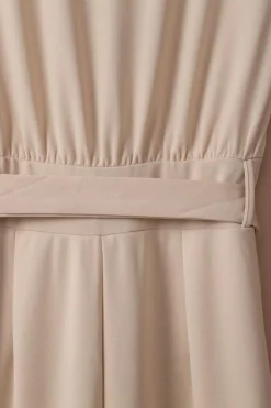 New Dear-Lover Bracelet Sleeve Waist Tie Wide Leg Jumpsuit Apricot