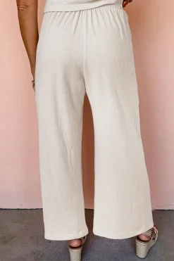 New Dear-Lover Buttoned V Neck Tank Top and Wide Leg Pants Casual Outfit Apricot