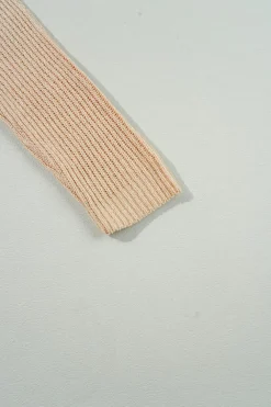 Fashion Dear-Lover Cable Knit Drop Shoulder Side Slits Loose Sweater Apricot