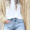 Hot Dear-Lover Casual Hollowed Knit Dolman Sleeve Cardigan Apricot