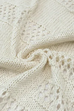 Hot Dear-Lover Casual Hollowed Knit Dolman Sleeve Cardigan Apricot