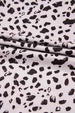 Fashion Dear-Lover Cheetah Print O-neck Short Sleeve T Shirt Apricot