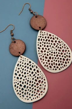 Outlet Dear-Lover Colorblock Cut-Out Water Drop Hook Earrings Apricot