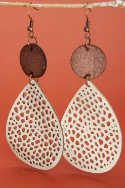 Outlet Dear-Lover Colorblock Cut-Out Water Drop Hook Earrings Apricot