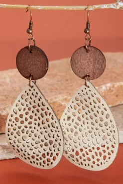 Outlet Dear-Lover Colorblock Cut-Out Water Drop Hook Earrings Apricot