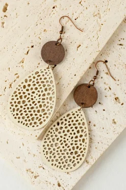 Outlet Dear-Lover Colorblock Cut-Out Water Drop Hook Earrings Apricot