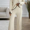 Outlet Dear-Lover Contrast Trim Split Cuffs Long 2pcs Sweater Outfit Loungewear Apricot
