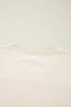 Discount Dear-Lover Corduroy Patchwork Drop Shoulder Long Sleeve Sweatshirt Apricot