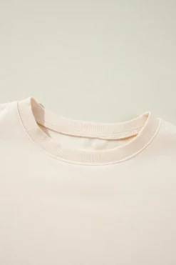 Discount Dear-Lover Corduroy Patchwork Drop Shoulder Long Sleeve Sweatshirt Apricot
