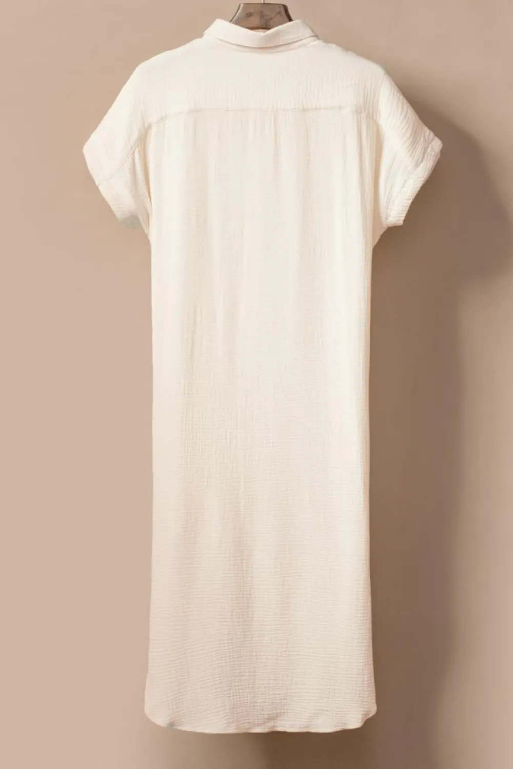 Best Dear-Lover Crinkled Buttons Maxi Beach Dress with Slits Apricot