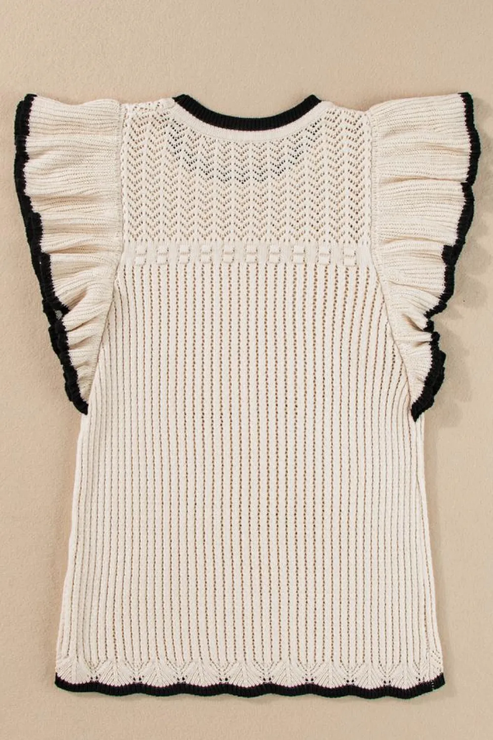 Clearance Dear-Lover Crochet Eyelet Flounce Tank Top Apricot