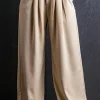 Sale Dear-Lover Elastic Waist Pleated Wide Leg Pants Apricot