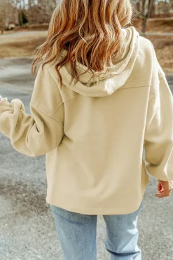 Outlet Dear-Lover Flap Pocket Drawstring Hood Zip Up Jacket Apricot