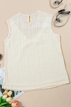 Clearance Dear-Lover Guipure Lace Crochet Keyhole Back Tank Top Apricot
