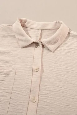 Best Dear-Lover Half Button Collared Loose Romper Apricot