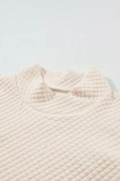 Fashion Dear-Lover High Neck Kangaroo Pocket Quilted Sweatshirt Apricot