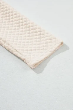 Fashion Dear-Lover High Neck Kangaroo Pocket Quilted Sweatshirt Apricot