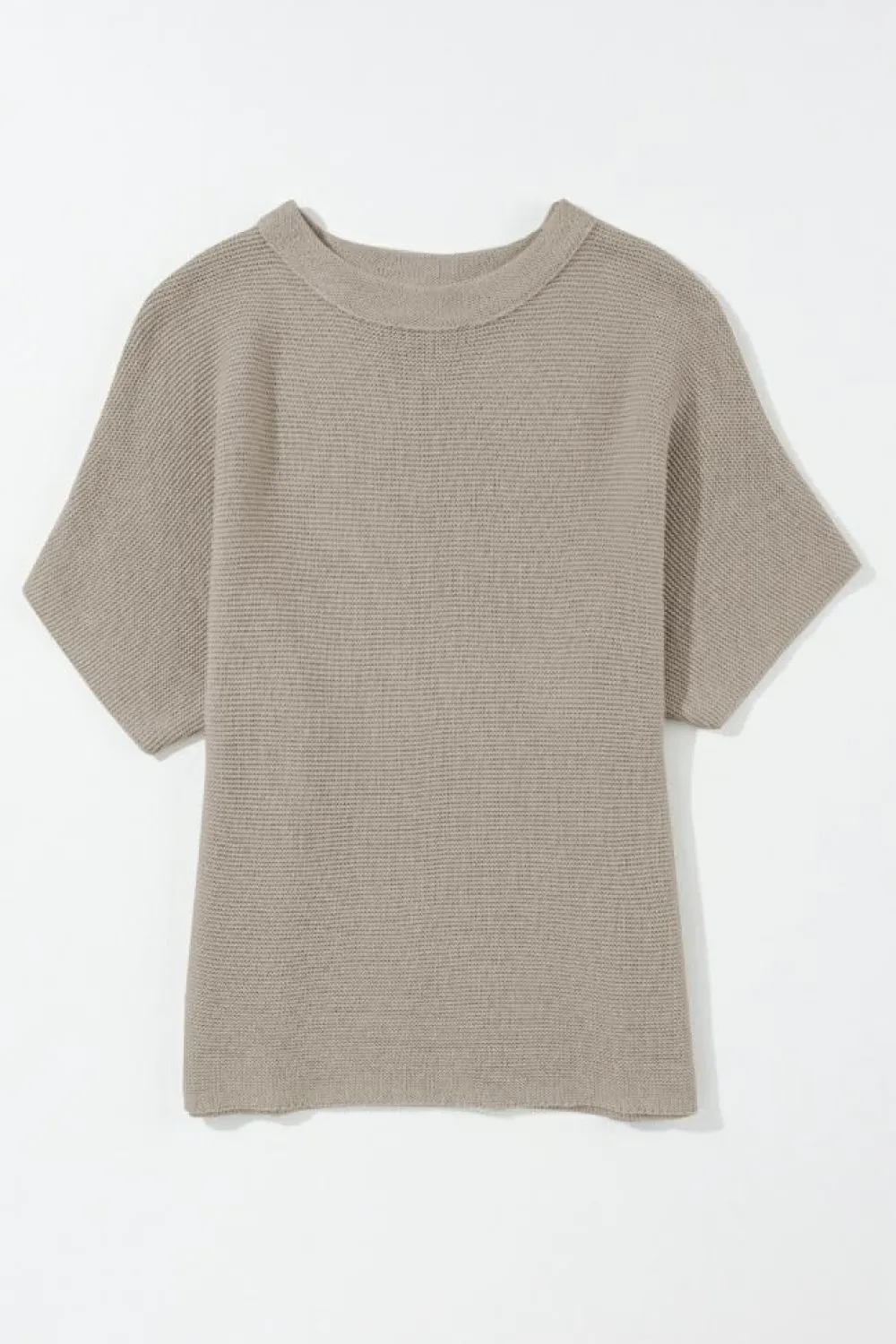 Fashion Dear-Lover High Neck Short Bat Sleeve Sweater Apricot