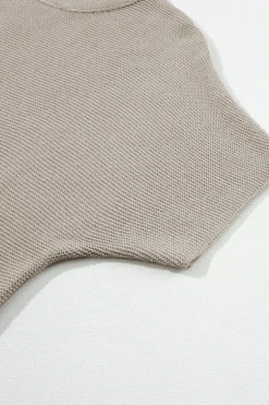 Fashion Dear-Lover High Neck Short Bat Sleeve Sweater Apricot