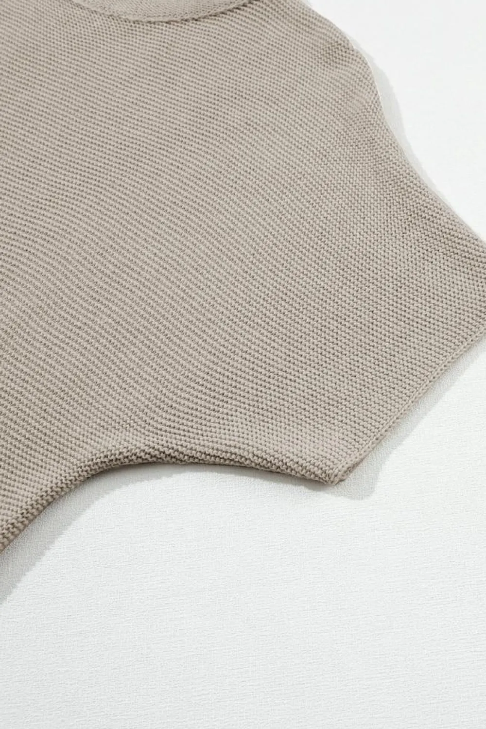 Fashion Dear-Lover High Neck Short Bat Sleeve Sweater Apricot