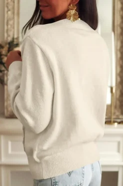 Hot Dear-Lover Lace Trim Ribbed Round Neck Button Up Cardigan Apricot
