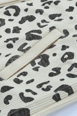 Best Dear-Lover Leopard Print Detail Pocketed Corduroy Jacket Apricot