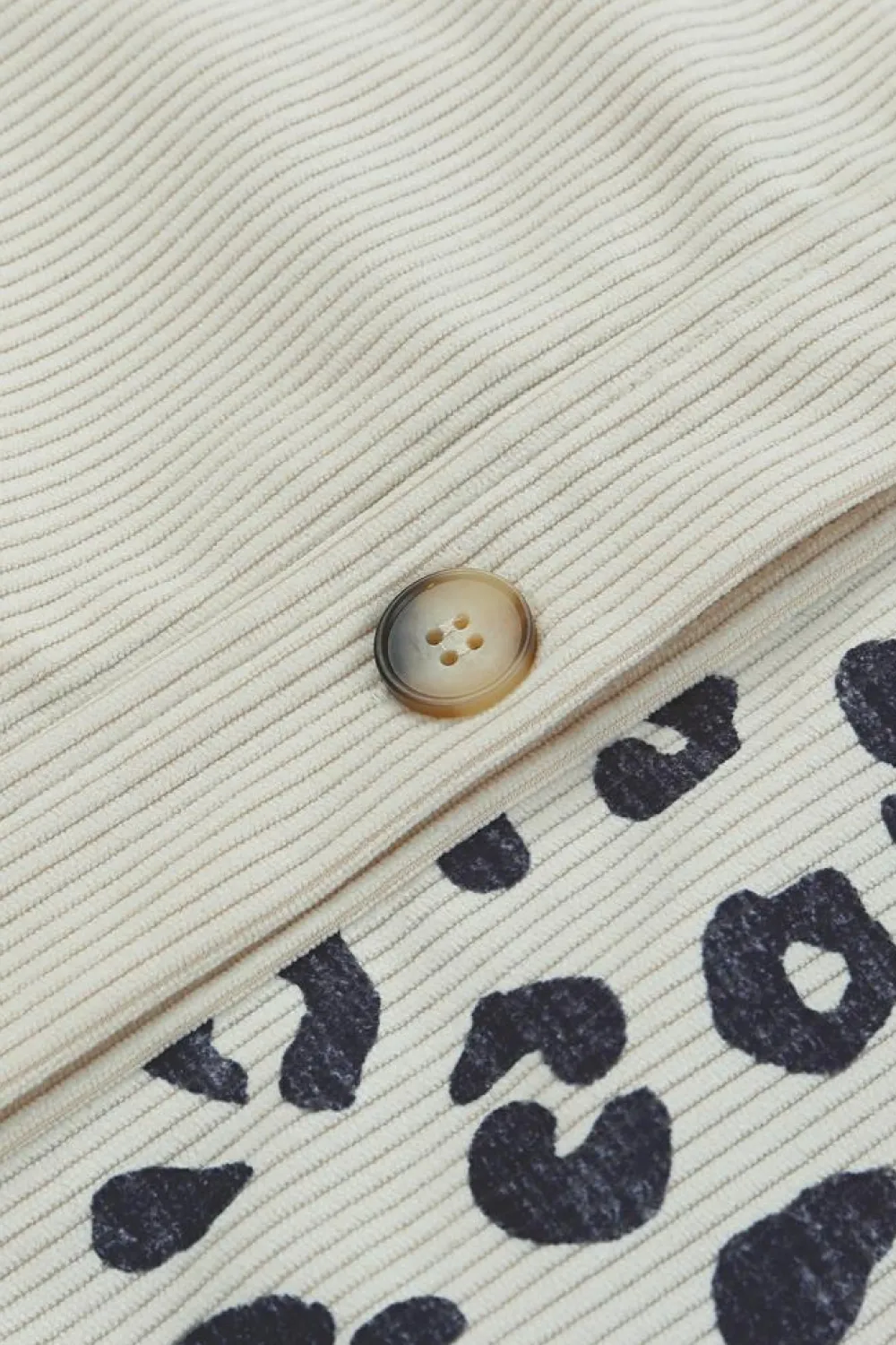 Best Dear-Lover Leopard Print Detail Pocketed Corduroy Jacket Apricot