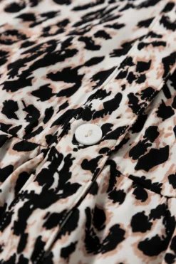 Best Dear-Lover Leopard Print Tiered Wide Sleeve Maxi Dress Apricot