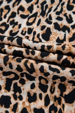 Outlet Dear-Lover Leopard V Neck Half Sleeve Blouse Apricot