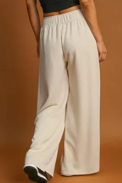 New Dear-Lover Loop Drawstring Casual Wide Leg Pants Apricot