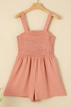 Hot Dear-Lover Casual Pocketed Smocked Sleeveless Romper Apricot Pink