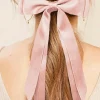 New Dear-Lover Double Bow Knot Alligator Hair Clip Apricot Pink