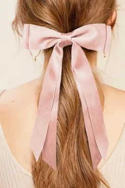 New Dear-Lover Double Bow Knot Alligator Hair Clip Apricot Pink