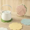 New Dear-Lover Flower Shape Silica Gel Heat Insulate Placemat Apricot Pink