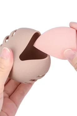 Outlet Dear-Lover Hollow Out Silicone Makeup Sponge Storage Bow Apricot Pink