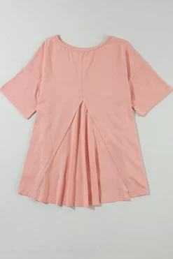 New Dear-Lover Mineral Wash Studded Star Patch Graphic High Low Tee Apricot Pink