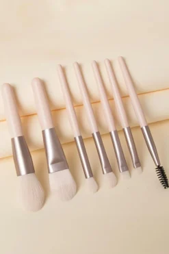 Clearance Dear-Lover 8pcs Soft Fluffy Mini Makeup Brush Set with Bag Apricot Pink