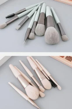 Clearance Dear-Lover 8pcs Soft Fluffy Mini Makeup Brush Set with Bag Apricot Pink