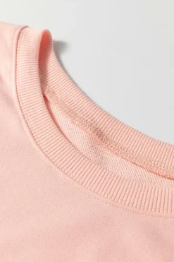 Discount Dear-Lover Sequined Bowknot Drop Shoulder Oversized Sweatshirt Apricot Pink
