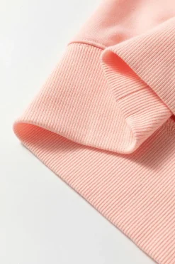 Discount Dear-Lover Sequined Bowknot Drop Shoulder Oversized Sweatshirt Apricot Pink